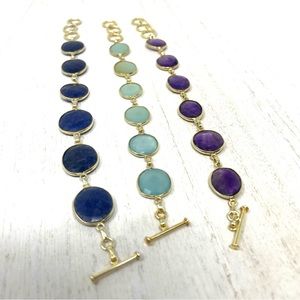 Sterling silver bracelets, 18K gold overlay and semiprecious stones